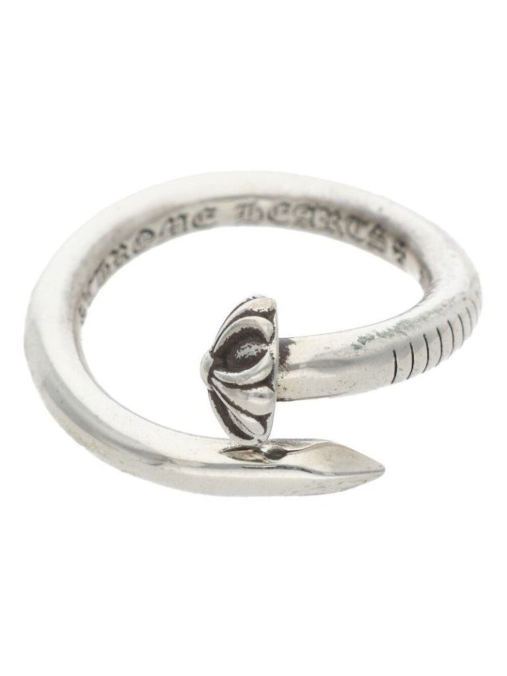 Chrome Hearts Nail Crsball Cross Ball Silver Ring